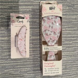 Loveshackfancy Rosa Beaux Wet Brush Detangler and Large Claw Clip NIB
